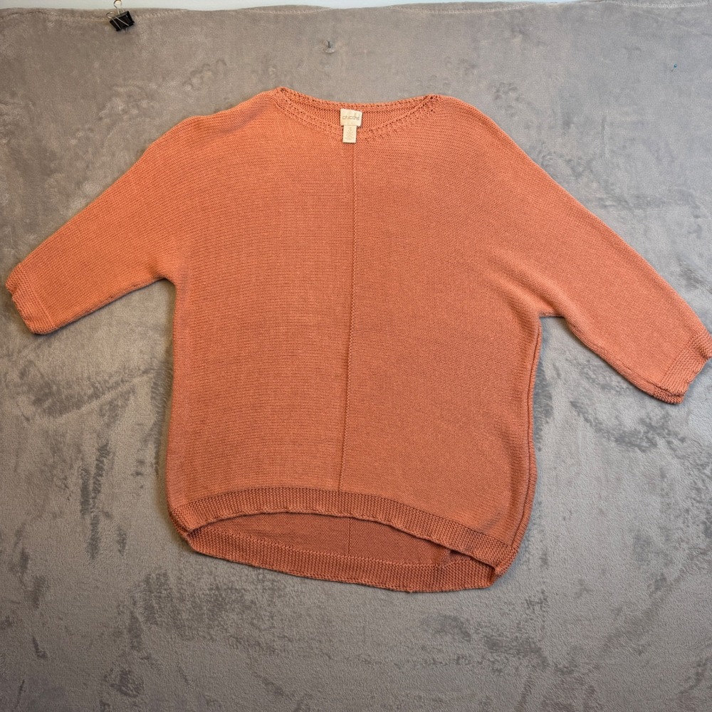 Chicos Sweater Womens XL Coral Dolman Sleeve 3/4 Sleeve Knit Pullover 570164852